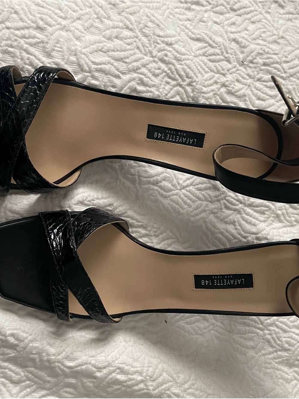 Lafayette 148 New York Black Leather Strappy Sandals